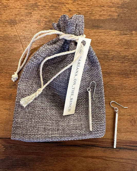 Silver 40mm Batton ‘Dippin Dot’ Drop Earrings Made by Ariana Watling Lacock Wiltshire