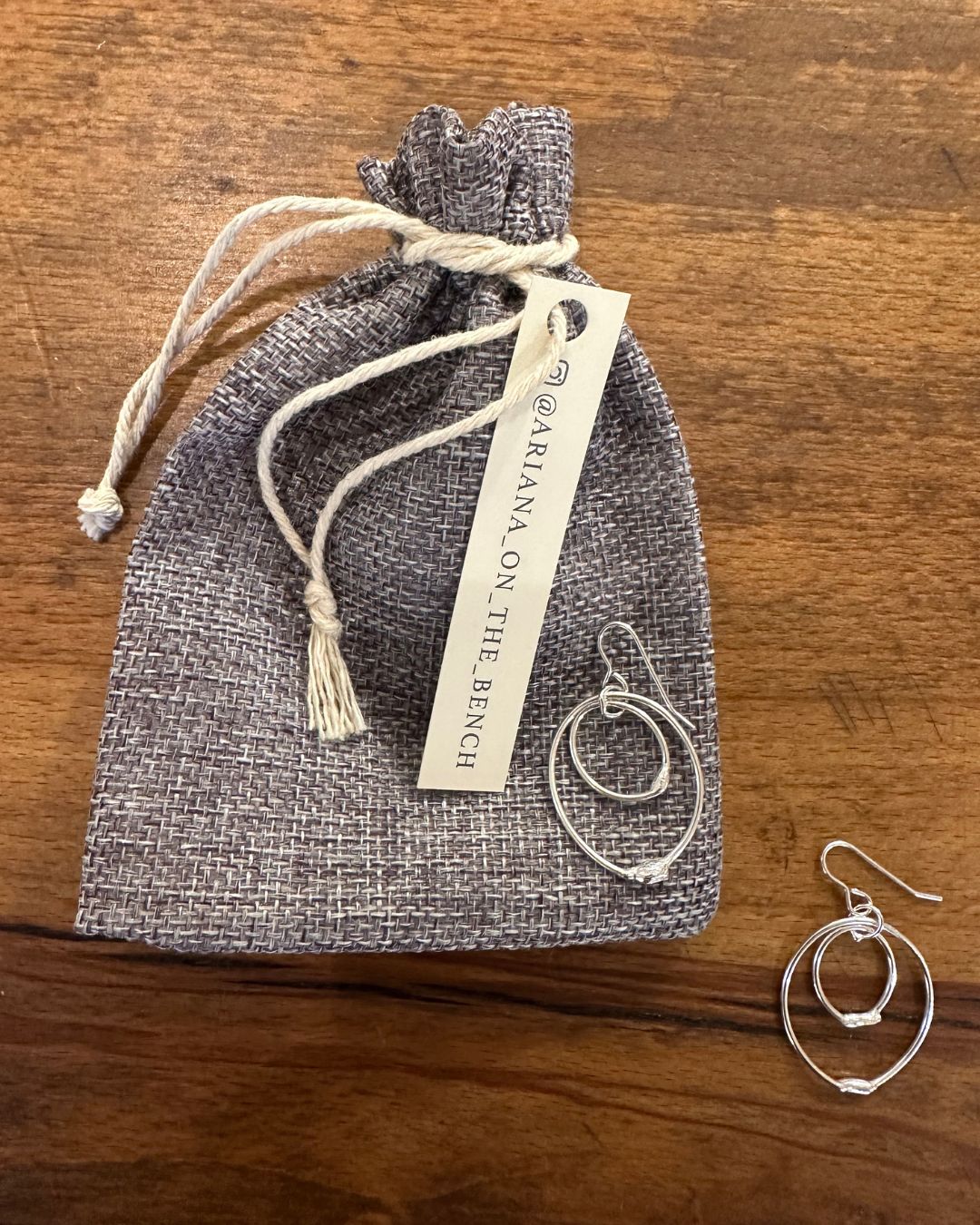 Silver Double Link Dangly ‘Unity’ Drop Earring Made by Ariana Watling Lacock Wiltshire
