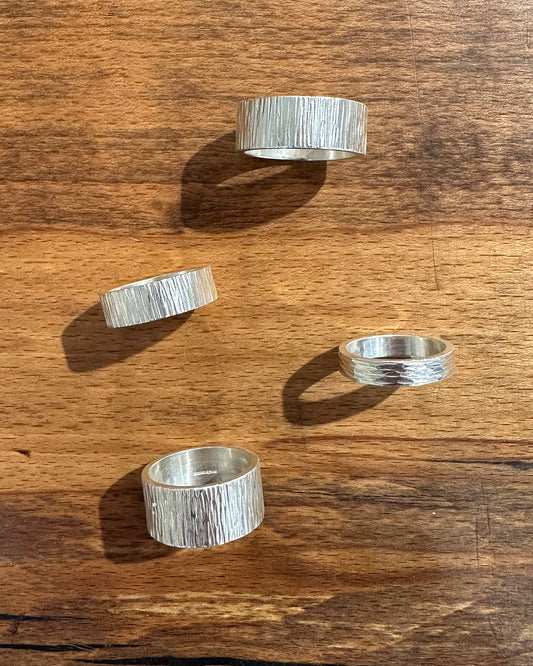 Silver Flat Band ’Hundreds and Thousands’ Ring Designed and Made by Ariana Watling, Lacock, Wiltshire