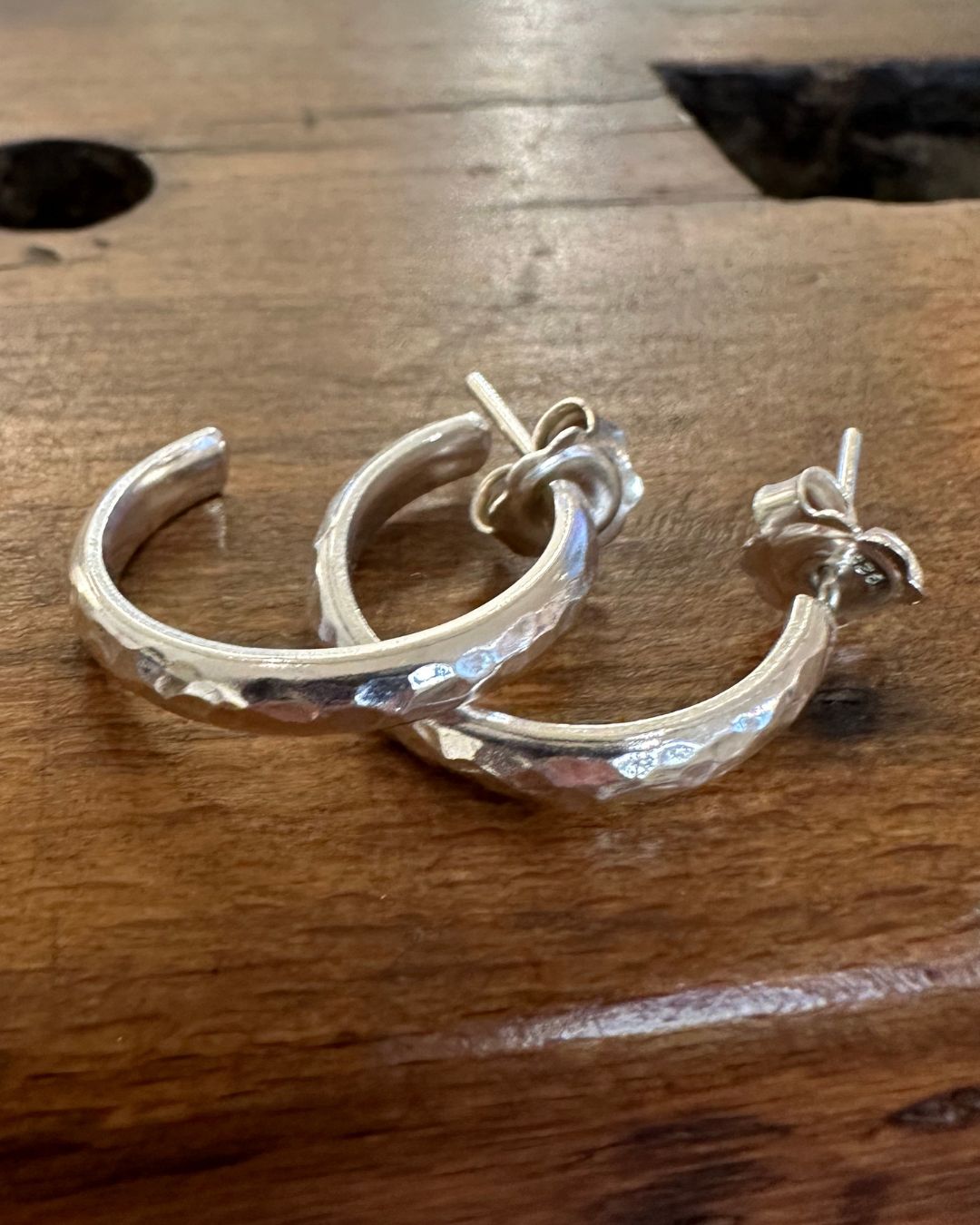 Sterling Silver 22mm ’Dippin Dot’ Hoop Earrings Designed and Made by Ariana Watling Lacock Wiltshire