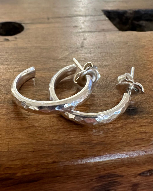 Sterling Silver 22mm ’Dippin Dot’ Hoop Earrings Designed and Made by Ariana Watling Lacock Wiltshire