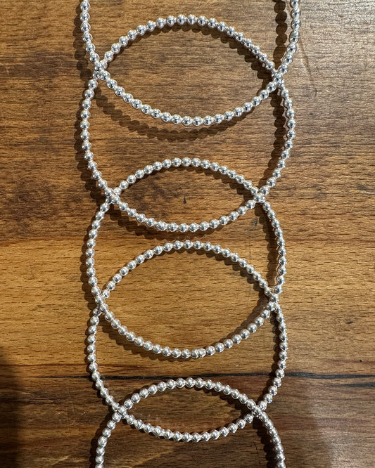 Sterling Silver 3mm ‘Beaded’ Bangle Designed and Made by Ariana Watling, Lacock, Wiltshire