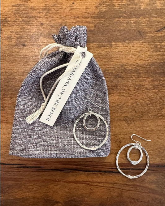 Sterling Silver Double Link Dangly ‘Dippin Dot Unity’ Drop Earrings Designed and Made by Ariana Watling Lacock Wiltshire