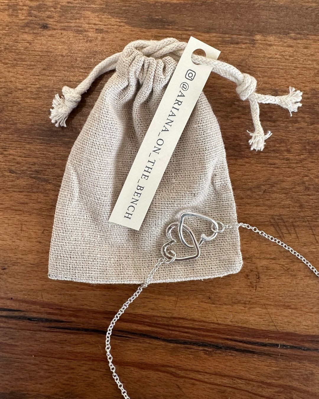 Sterling Silver Double Link Hammered ‘Unity’ Heart Pendant Designed and Made by Ariana Watling Lacock Wiltshire