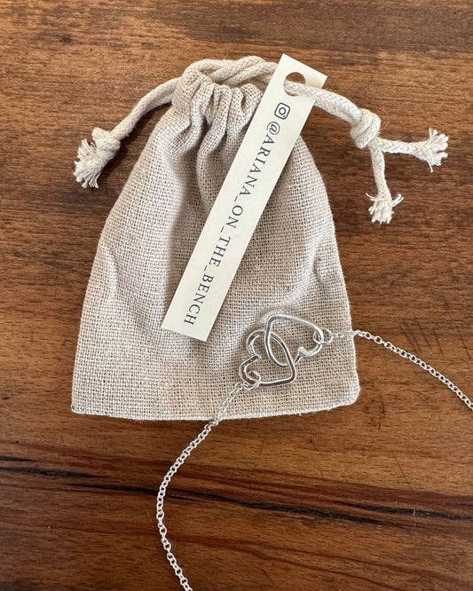 Sterling Silver Double Link Hammered ‘Unity’ Heart Pendant Designed and Made by Ariana Watling Lacock Wiltshire
