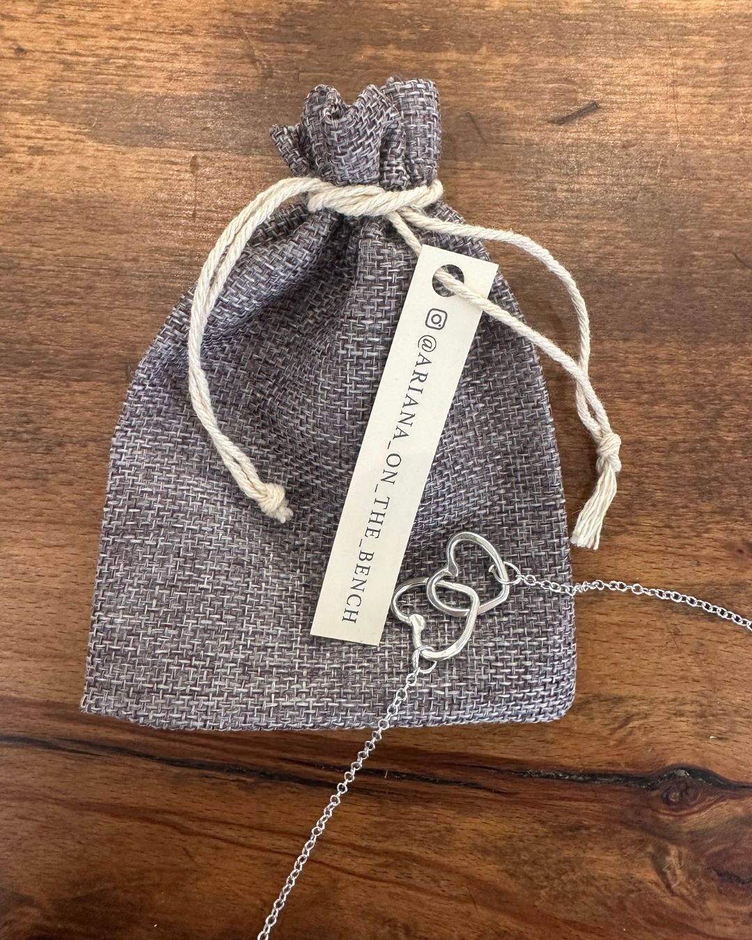 Sterling Silver Double Link Hammered ‘Unity’ Heart Pendant by Ariana Watling Lacock Wiltshire
