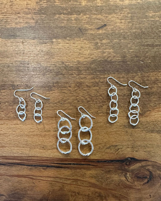 Sterling Silver 'Unity' Drop Earrings Designed and Made by Ariana Watling Lacock Wiltshire