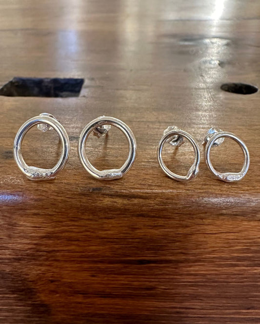 Sterling Silver ‘Unity’ Stud Earrings Designed and Made by Ariana Watling Lacock Wiltshire